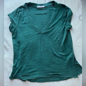 We the Free distressed green shirt, V-neck, Medium